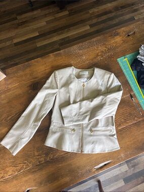 Calvin Klein Beige Zip-Front Blazer